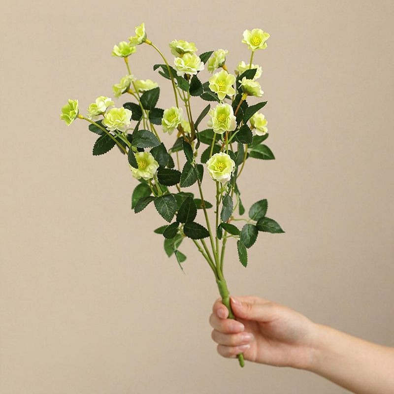 Artificial Rose Bush, 15" Silk Flower Bouquet for Wedding Decor, Home Styling, and Event Arrangements, Allergy-Free & Pet-Safe