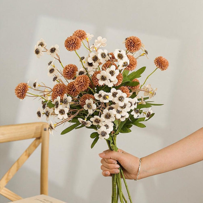 Artificial Dandelion and Plum Blossom Bouquet, 20" and 23" Silk Flowers, Modern Ins Style, Perfect for Home Decor, Weddings, and Events