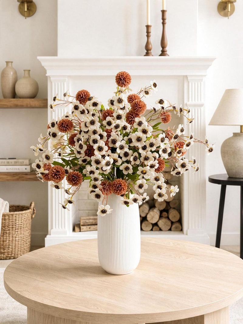 Artificial Dandelion and Plum Blossom Bouquet, 20" and 23" Silk Flowers, Modern Ins Style, Perfect for Home Decor, Weddings, and Events