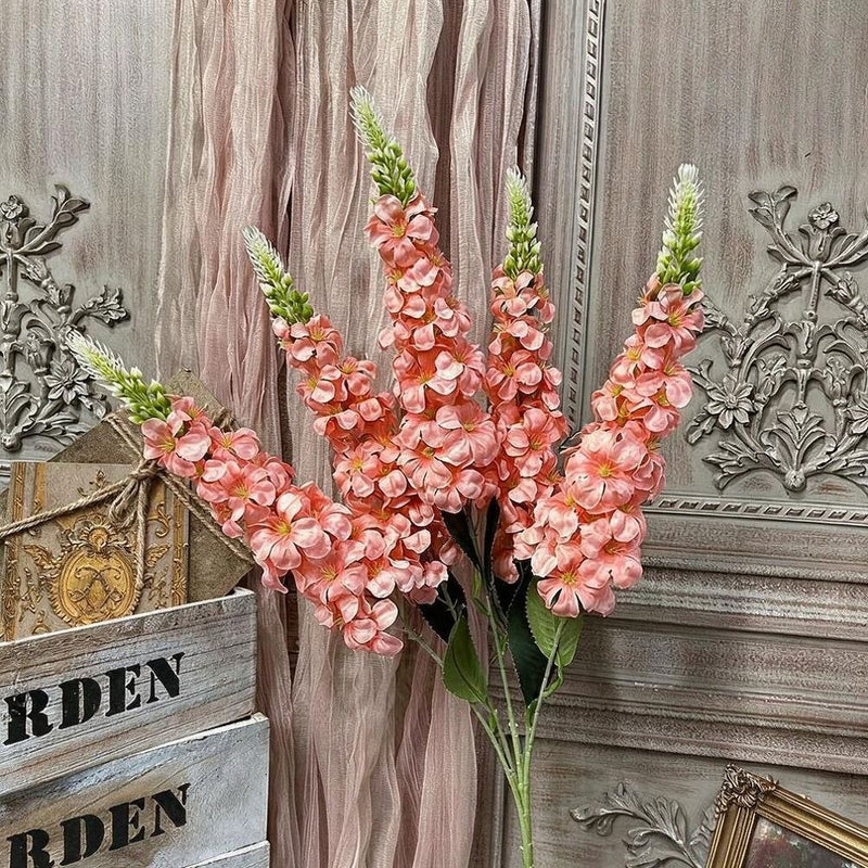 Golden Meadow Delphinium Hyacinth Violet Silk Flower Bush, 22" Tall, Wedding Decor, Indoor Arrangements, Modern Ins Style