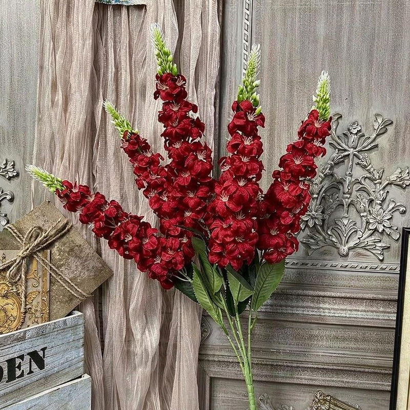 Golden Meadow Delphinium Hyacinth Violet Silk Flower Bush, 22" Tall, Wedding Decor, Indoor Arrangements, Modern Ins Style