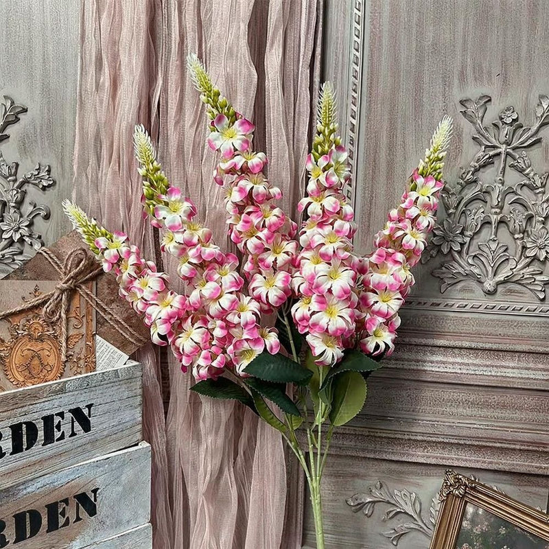 Golden Meadow Delphinium Hyacinth Violet Silk Flower Bush, 22" Tall, Wedding Decor, Indoor Arrangements, Modern Ins Style