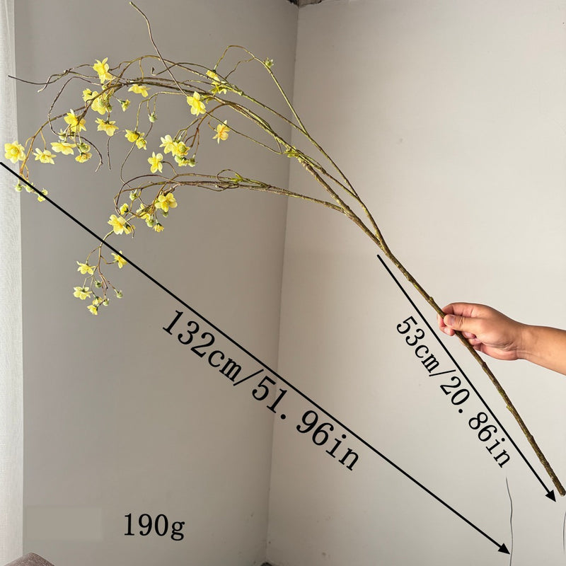 52" Single Stem Pearl Spiraea & Delphinium Artificial Flower, Silk Material, Wedding, Outdoor, Home Decor