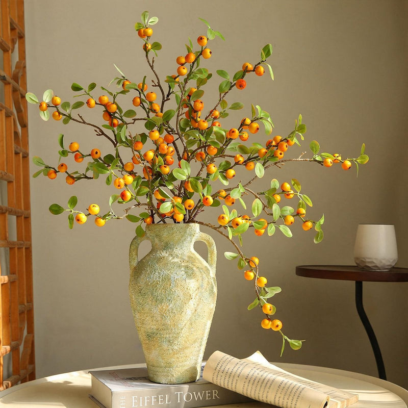 Artificial Mini Apple Bouquet, 25" Silk Flower Stems, Rustic Home Decor, Wedding Centerpiece, Indoor Arrangement