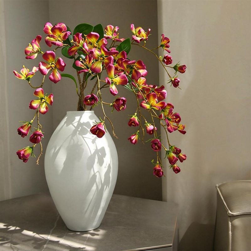 Artificial Dogwood Flower Stem, 33" Tall Silk Single Branch with 9 Blooms, Realistic Faux Floral for Home Decor, Wedding Centerpieces, Table Arrangements