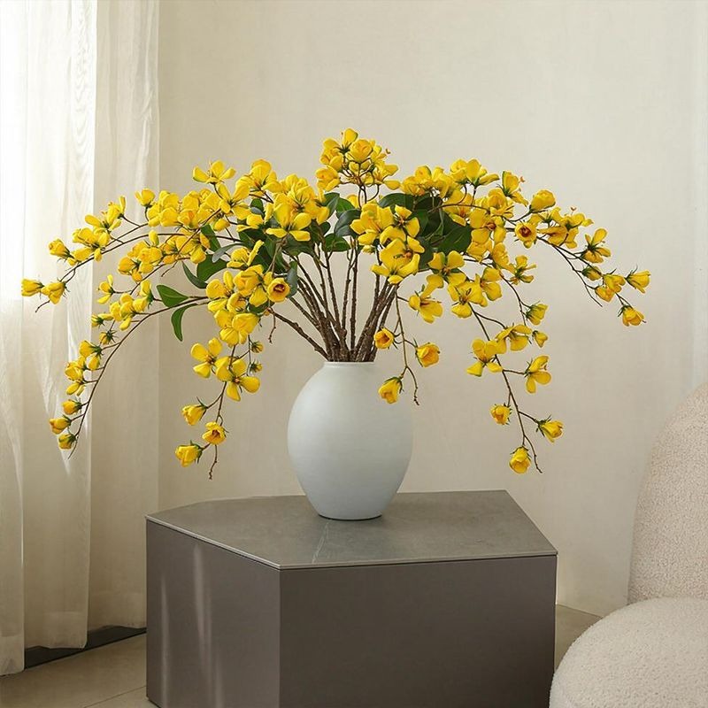 Artificial Dogwood Flower Stem, 33" Tall Silk Single Branch with 9 Blooms, Realistic Faux Floral for Home Decor, Wedding Centerpieces, Table Arrangements