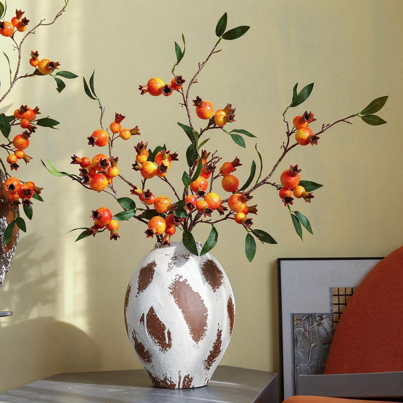 Artificial Pomegranate Bouquet, 39" Tall, Silk Flower Arrangement for Home Decor, Wedding, and Commercial Use