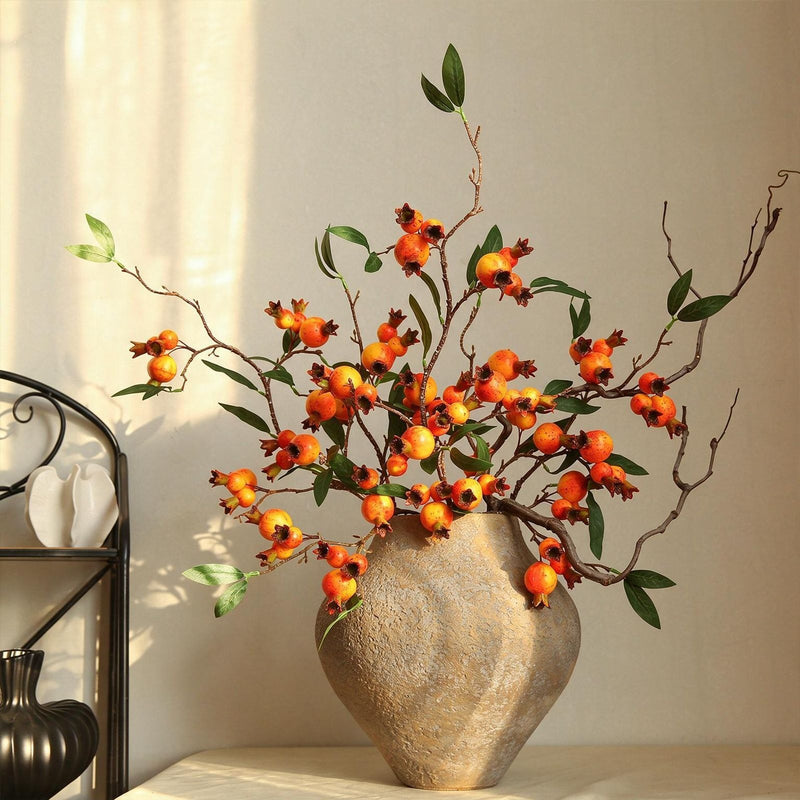 Artificial Pomegranate Bouquet, 39" Tall, Silk Flower Arrangement for Home Decor, Wedding, and Commercial Use