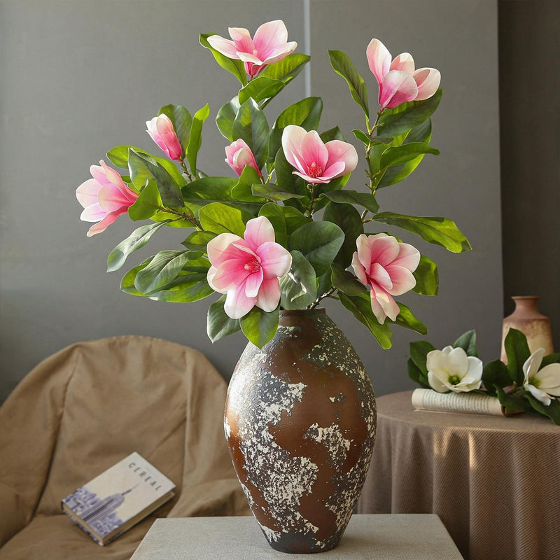 Real-Touch Magnolia Stem, 39" Tall Artificial Flower with 4 Blooms, Luxury Faux Floral for Home Decor, Wedding Centerpieces & Commercial Displays