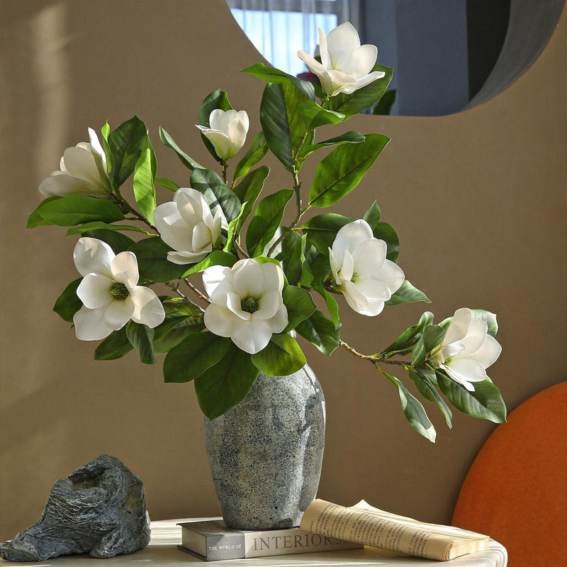 Real-Touch Magnolia Stem, 39" Tall Artificial Flower with 4 Blooms, Luxury Faux Floral for Home Decor, Wedding Centerpieces & Commercial Displays