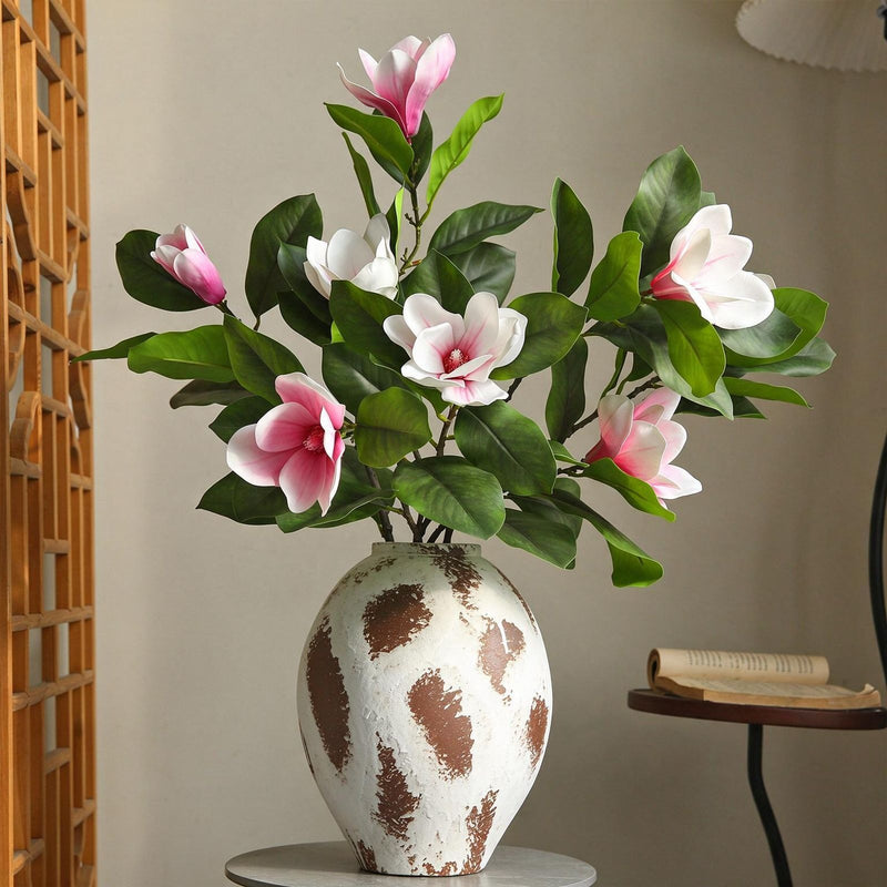 Real-Touch Magnolia Stem, 39" Tall Artificial Flower with 4 Blooms, Luxury Faux Floral for Home Decor, Wedding Centerpieces & Commercial Displays