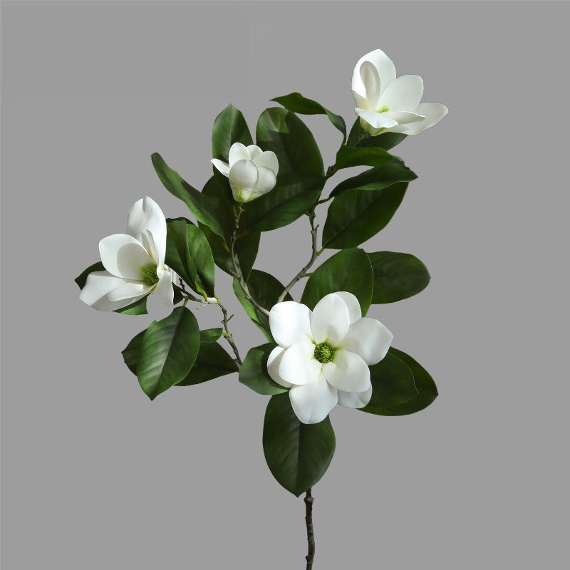 Real-Touch Magnolia Stem, 39" Tall Artificial Flower with 4 Blooms, Luxury Faux Floral for Home Decor, Wedding Centerpieces & Commercial Displays