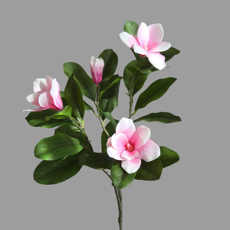 Real-Touch Magnolia Stem, 39" Tall Artificial Flower with 4 Blooms, Luxury Faux Floral for Home Decor, Wedding Centerpieces & Commercial Displays