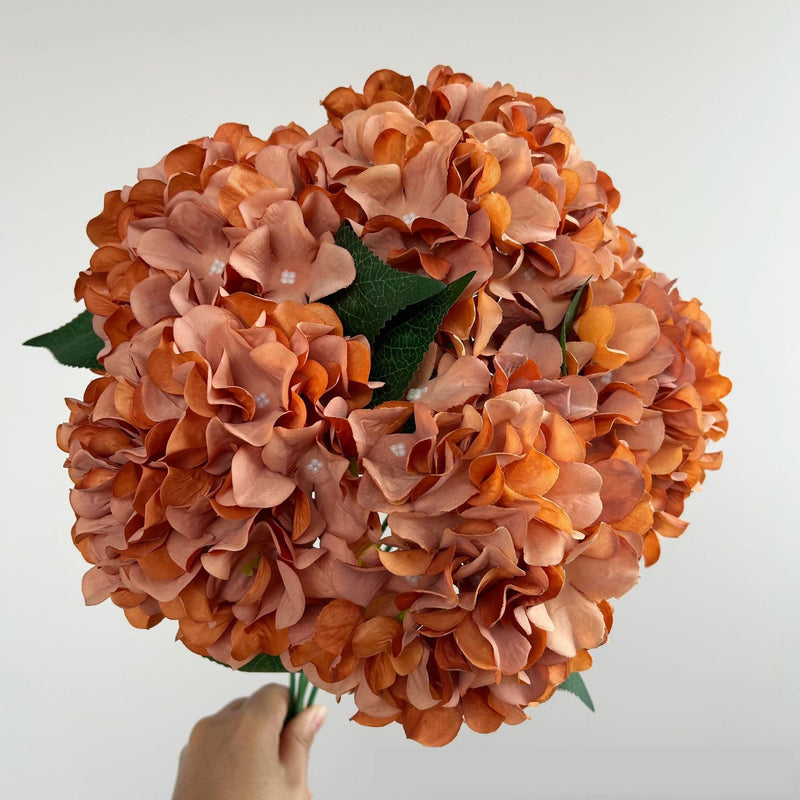 18" Artificial Hydrangea Bush, 225 Blooms, Realistic Silk Floral Arrangement for Weddings, Home Decor, and Events (Blue/White/Pink/Green Options)