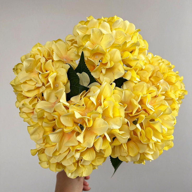 18" Artificial Hydrangea Bush, 225 Blooms, Realistic Silk Floral Arrangement for Weddings, Home Decor, and Events (Blue/White/Pink/Green Options)