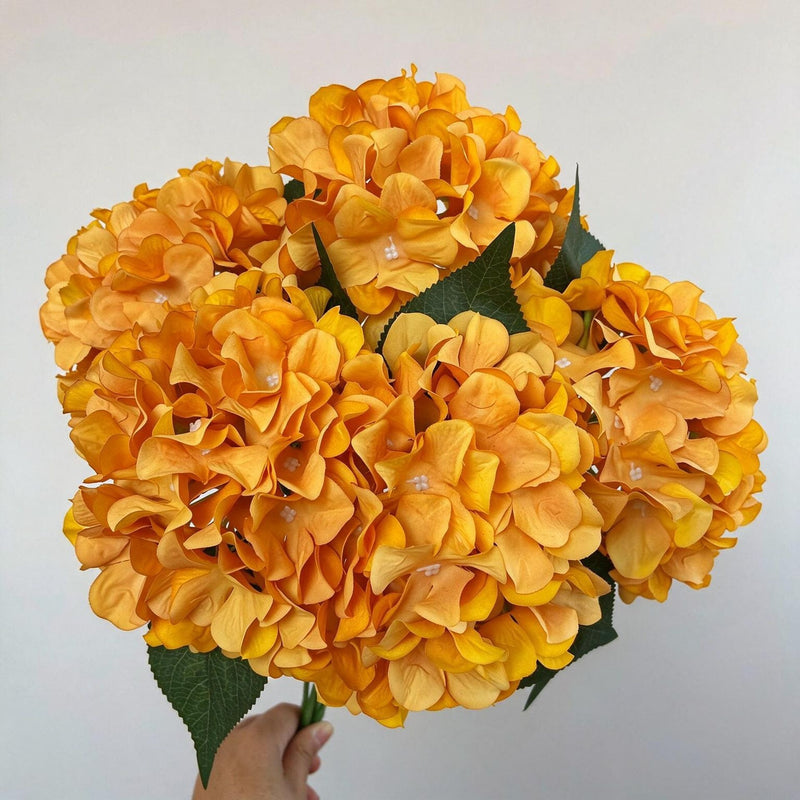 18" Artificial Hydrangea Bush, 225 Blooms, Realistic Silk Floral Arrangement for Weddings, Home Decor, and Events (Blue/White/Pink/Green Options)