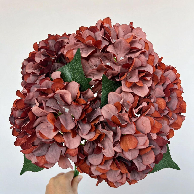 18" Artificial Hydrangea Bush, 225 Blooms, Realistic Silk Floral Arrangement for Weddings, Home Decor, and Events (Blue/White/Pink/Green Options)