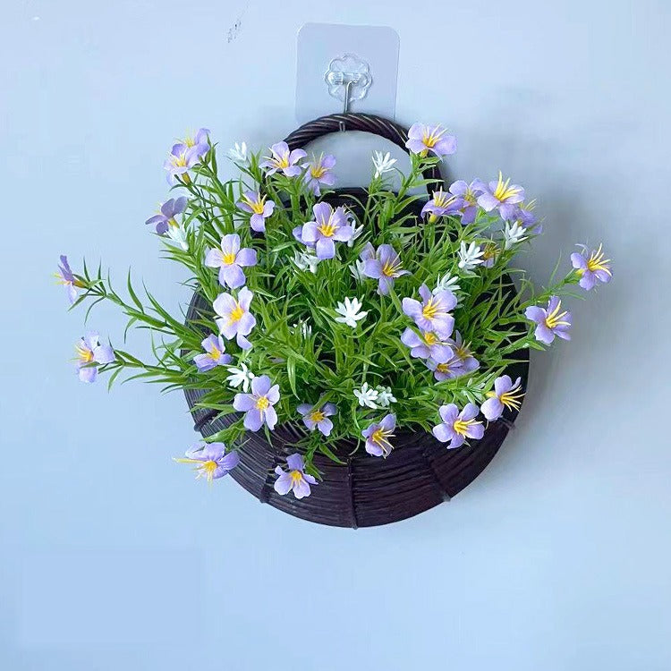Artificial Baby's Breath & Daisy Wall Hanging Nest Basket, 10" Height, Silk & Plastic Combo, Nordic Style Home Decor for Living Room, Wedding, Office