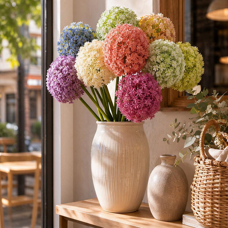 35" Artificial Hydrangea Bush, Realistic Floral Arrangement for Home, Office, Wedding Decor, Allergy & Pet Safe, Zero Maintenance