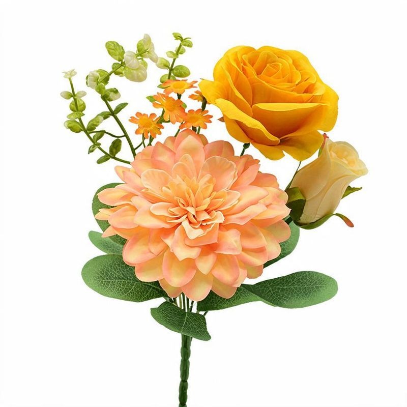 Artificial Peony & Dahlia Bouquet, 12" Silk Floral Arrangement for Weddings, Home Decor, and Events, Set of 3 Stems - Allergy Friendly & Zero Maintenance