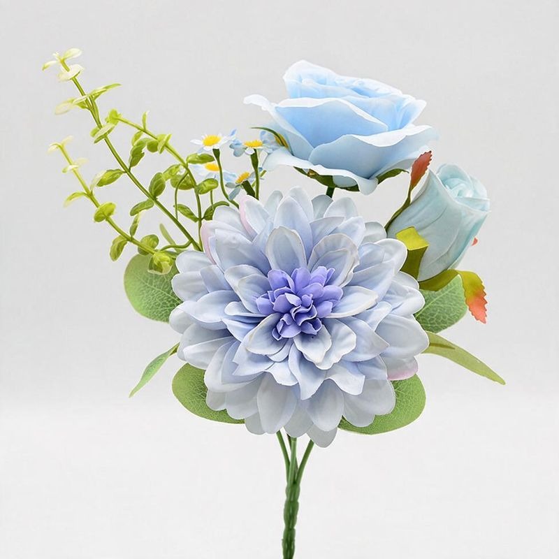 Artificial Peony & Dahlia Bouquet, 12" Silk Floral Arrangement for Weddings, Home Decor, and Events, Set of 3 Stems - Allergy Friendly & Zero Maintenance