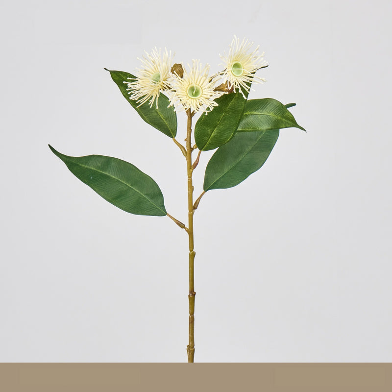 Single Stem Artificial Flower with 3 Blooms, Wild Grass & Eucalyptus, 19" Long, Perfect for Home Decor, Weddings & Events