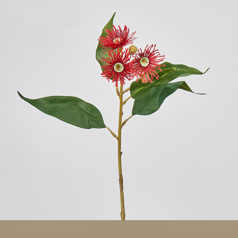 Single Stem Artificial Flower with 3 Blooms, Wild Grass & Eucalyptus, 19" Long, Perfect for Home Decor, Weddings & Events