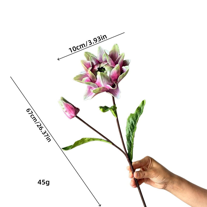 Artificial Thistle & Bromeliad Flower Stem, Single Stem with 2 Blooms, 26" Long for Wedding Centerpieces & Home Decor