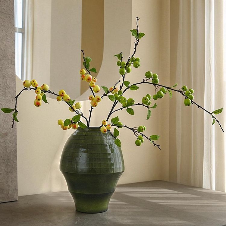 Artificial Apple Stem, Single Branch with 36 Blooms, 41" Long Faux Silk Fruit Stem for Home Decor, Wedding Centerpieces