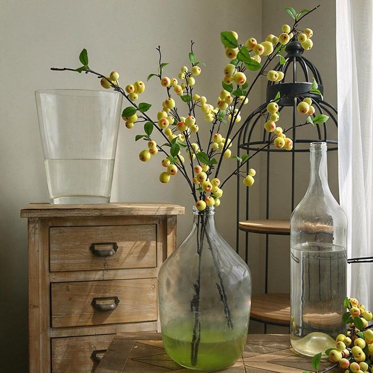 Artificial Apple Stem, Single Branch with 36 Blooms, 41" Long Faux Silk Fruit Stem for Home Decor, Wedding Centerpieces
