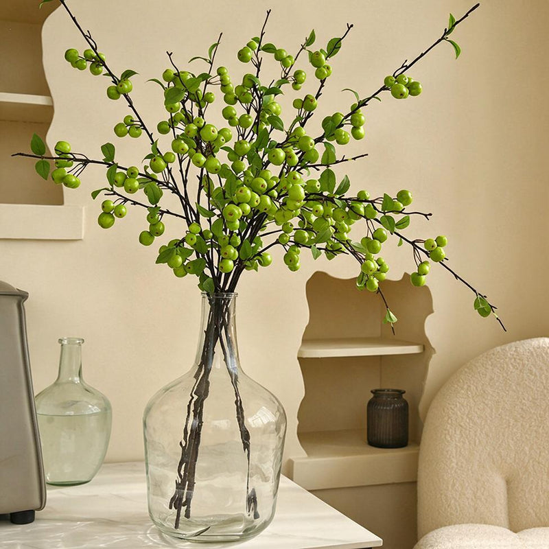 Artificial Apple Stem, Single Branch with 36 Blooms, 41" Long Faux Silk Fruit Stem for Home Decor, Wedding Centerpieces