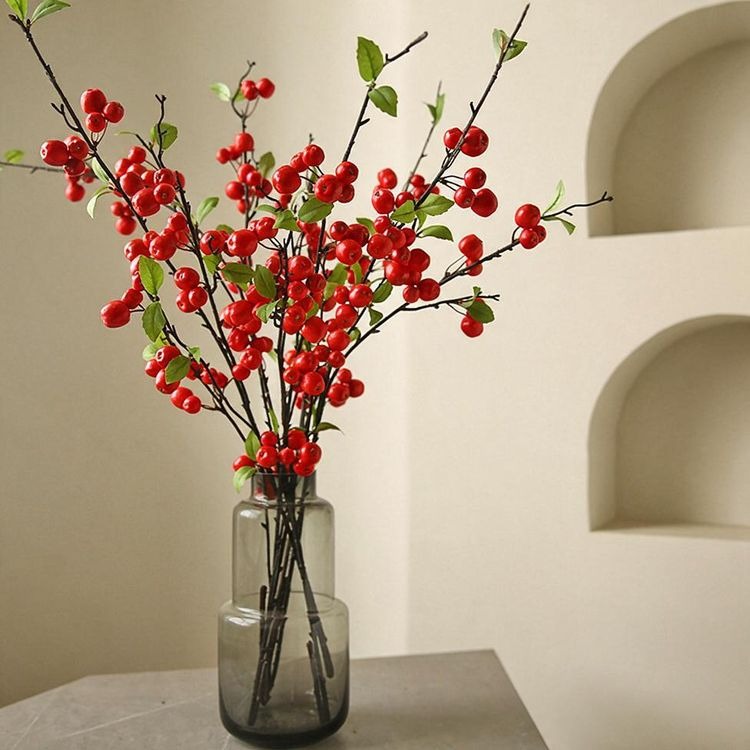 Artificial Apple Stem, Single Branch with 36 Blooms, 41" Long Faux Silk Fruit Stem for Home Decor, Wedding Centerpieces