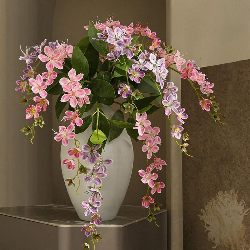 Artificial Jasmine Flower, Single Stem with 9 Blooms, 31" Tall, Silk-Like Fabric, Indoor Decor for Home, Weddings, and Events