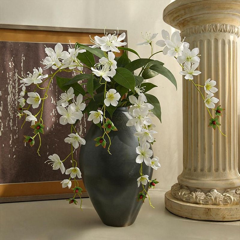 Artificial Jasmine Flower, Single Stem with 9 Blooms, 31" Tall, Silk-Like Fabric, Indoor Decor for Home, Weddings, and Events