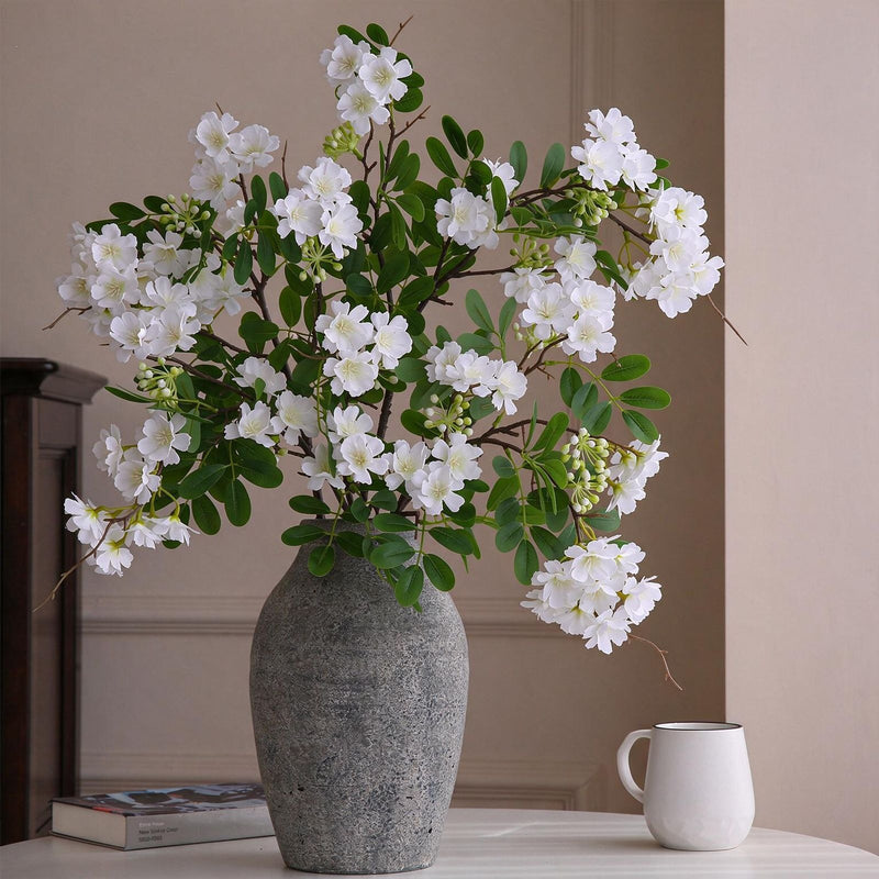 Artificial Michelia Flower Stem, 29" Tall, Silk Single Stem with 30 Blooms, Modern Home Decor, Wedding & Event Styling, Allergy-Friendly