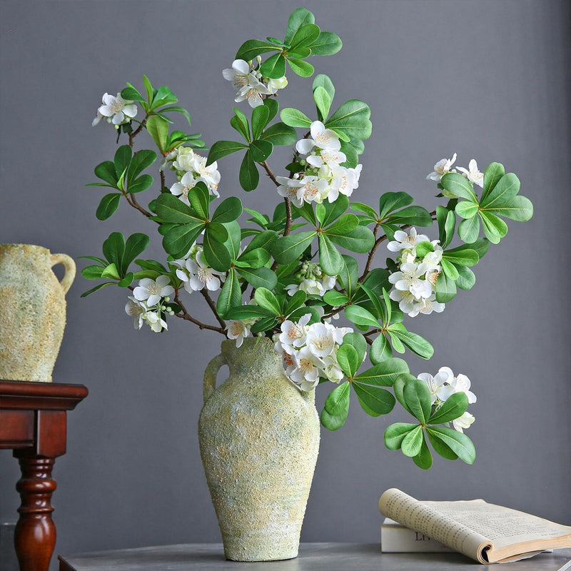 Artificial Pittosporum Flower Stem, 31" Silk Single Stem with 15 Blooms, Modern Home Decor, Wedding & Event Styling, Indoor Use, White or Purple
