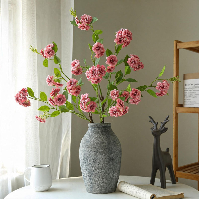 Artificial Camellia Silk Flower, Single Stem with 17 Blooms, 34" Long, Indoor Décor for Home, Office, or Events