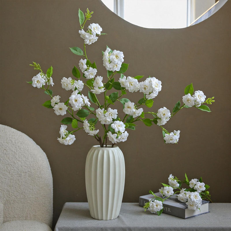 Artificial Camellia Silk Flower, Single Stem with 17 Blooms, 34" Long, Indoor Décor for Home, Office, or Events