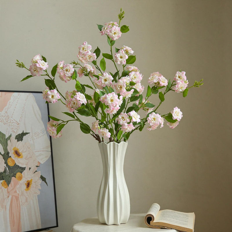 Artificial Camellia Silk Flower, Single Stem with 17 Blooms, 34" Long, Indoor Décor for Home, Office, or Events