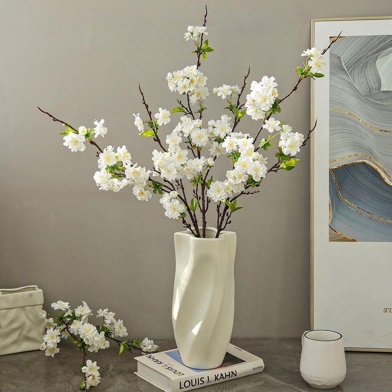 Artificial Cherry Blossom Branch, 36" Single Stem with 25 Blooms, Silk Flower for Home Decor, Wedding, Office, Modern & Luxe Style