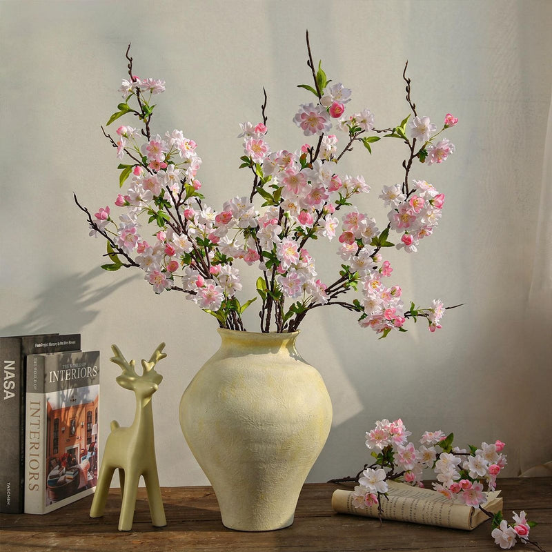 Artificial Cherry Blossom Branch, 36" Single Stem with 25 Blooms, Silk Flower for Home Decor, Wedding, Office, Modern & Luxe Style
