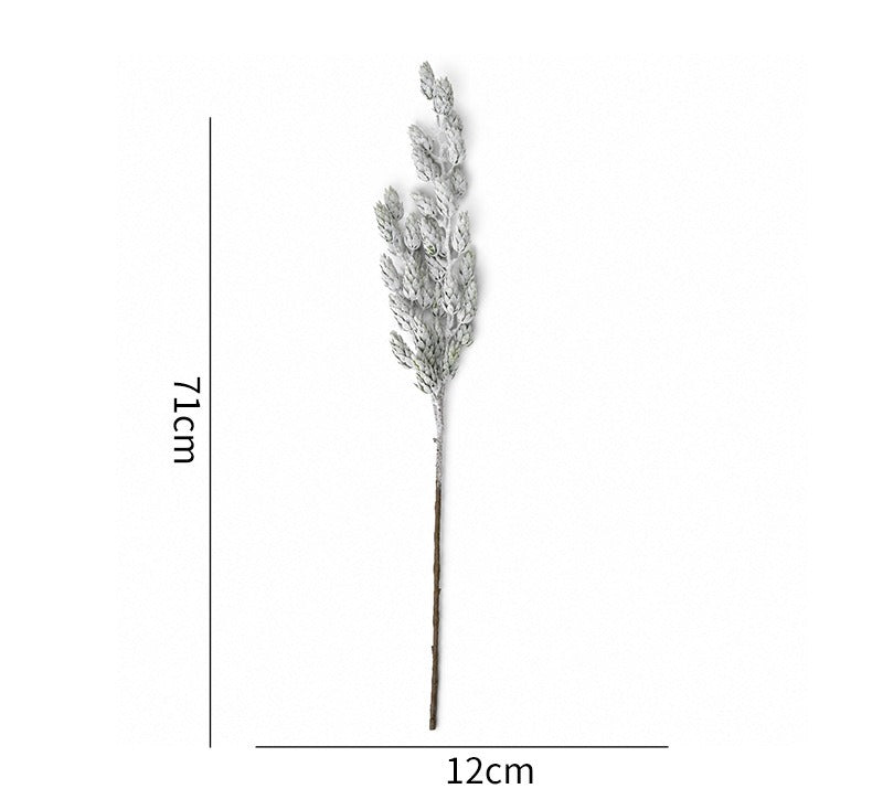 Artificial Frosted Pine Branch, 28" Single Stem Faux Evergreen Christmas Decor, Indoor Arrangement Accent