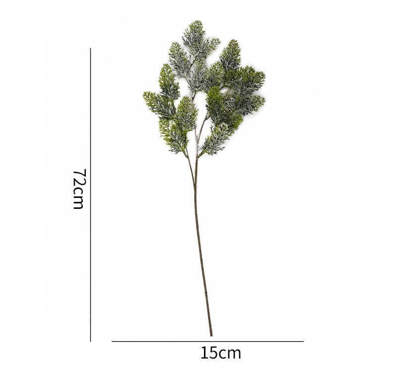 Artificial Frosted Pine Branch, 28" Single Stem Faux Evergreen Christmas Decor, Indoor Arrangement Accent
