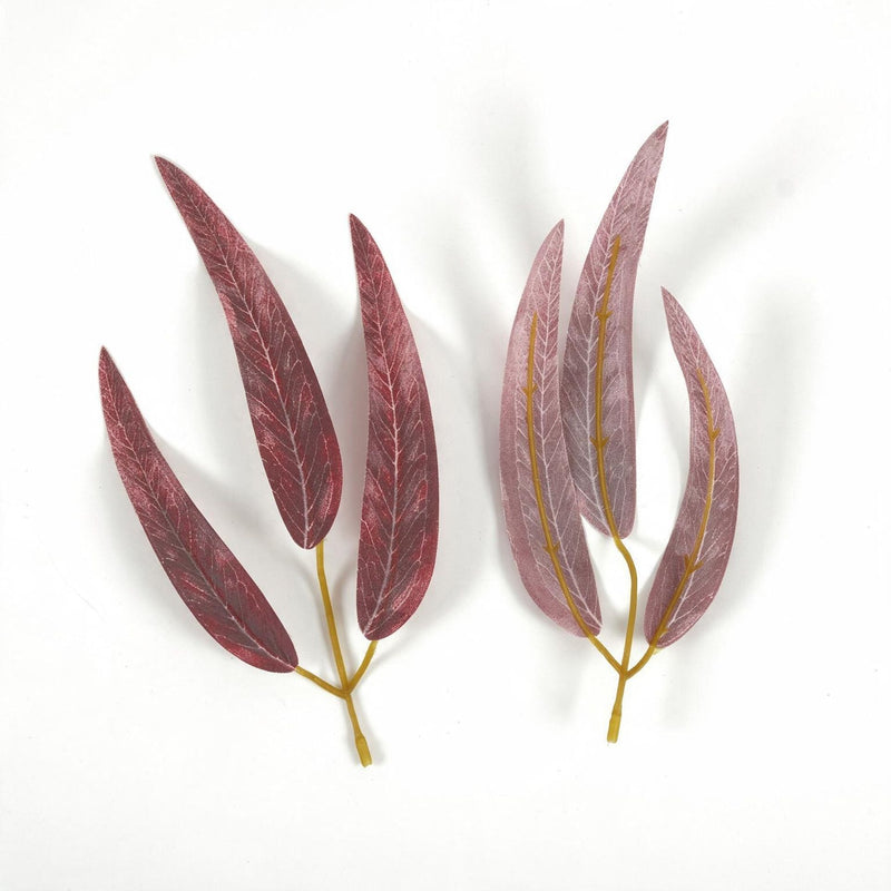 Set of 10 Artificial Feather Leaf Stems, 9 Inches, Faux Silk for DIY Wedding Decor, Home, and Event Arrangements