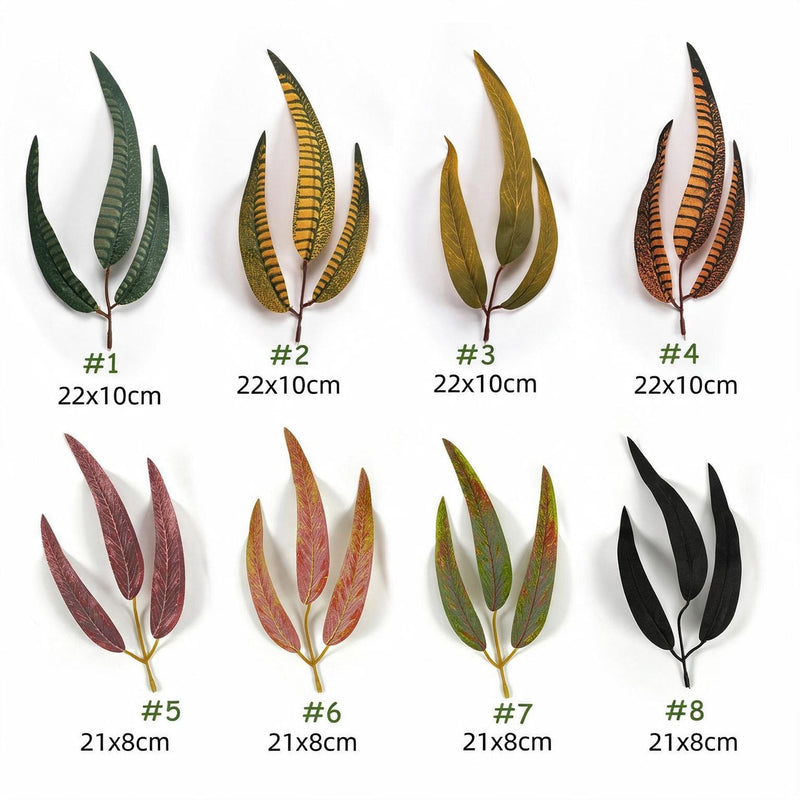 Set of 10 Artificial Feather Leaf Stems, 9 Inches, Faux Silk for DIY Wedding Decor, Home, and Event Arrangements