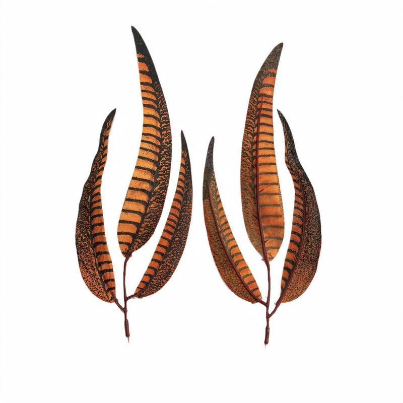 Set of 10 Artificial Feather Leaf Stems, 9 Inches, Faux Silk for DIY Wedding Decor, Home, and Event Arrangements
