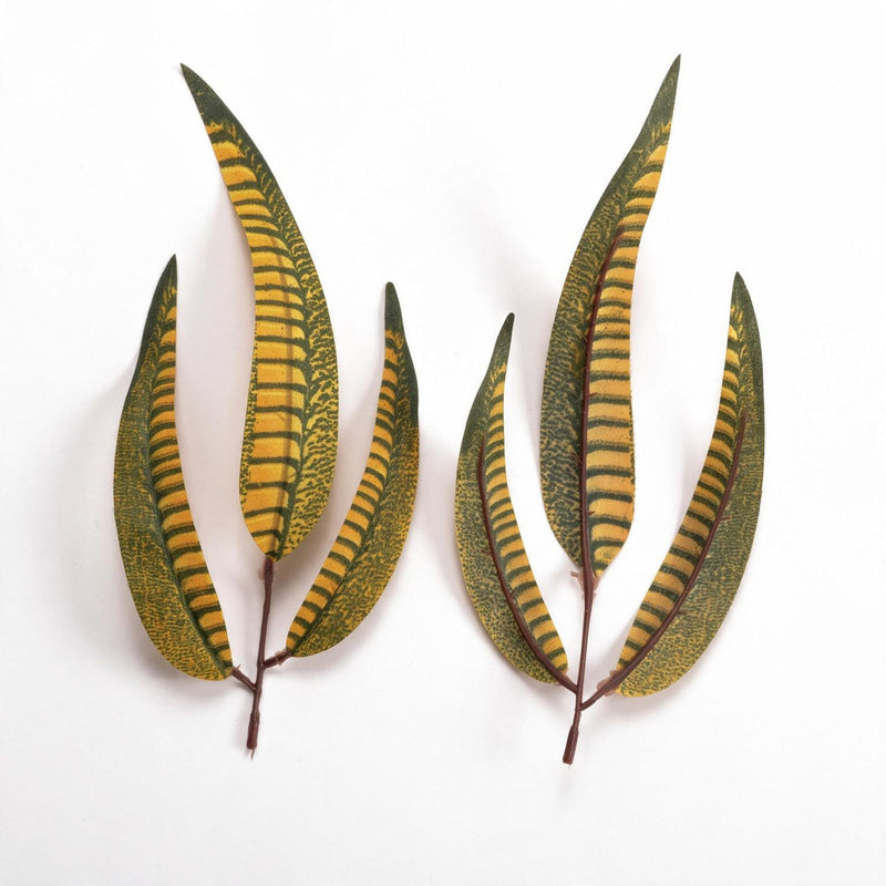 Set of 10 Artificial Feather Leaf Stems, 9 Inches, Faux Silk for DIY Wedding Decor, Home, and Event Arrangements