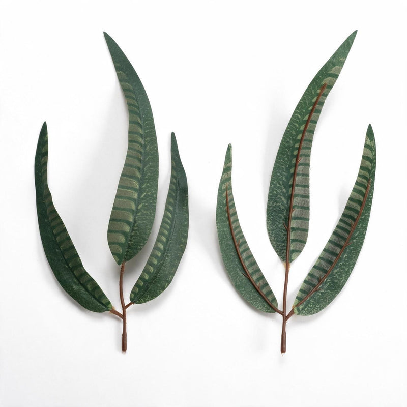 Set of 10 Artificial Feather Leaf Stems, 9 Inches, Faux Silk for DIY Wedding Decor, Home, and Event Arrangements