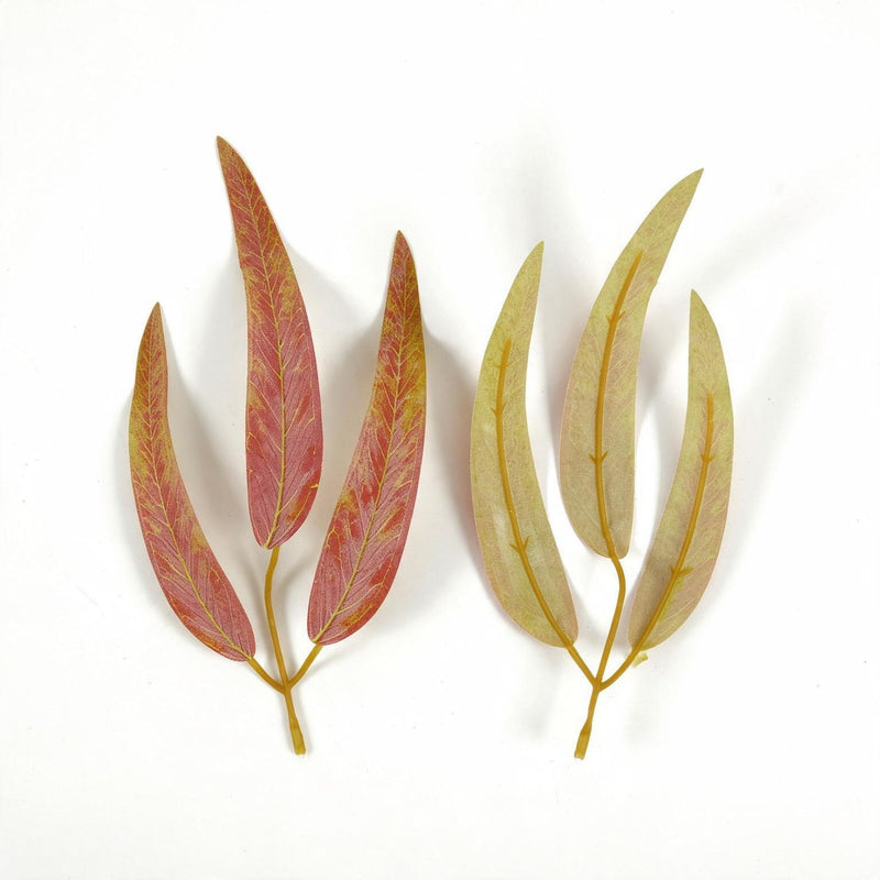 Set of 10 Artificial Feather Leaf Stems, 9 Inches, Faux Silk for DIY Wedding Decor, Home, and Event Arrangements