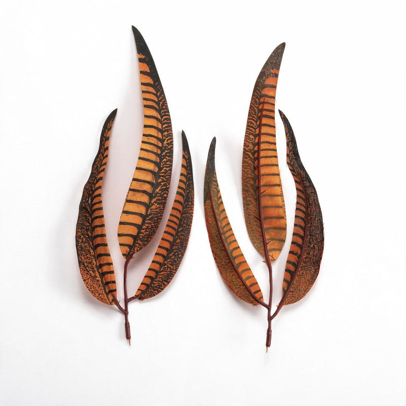 Set of 10 Artificial Feather Leaf Stems, 9 Inches, Faux Silk for DIY Wedding Decor, Home, and Event Arrangements